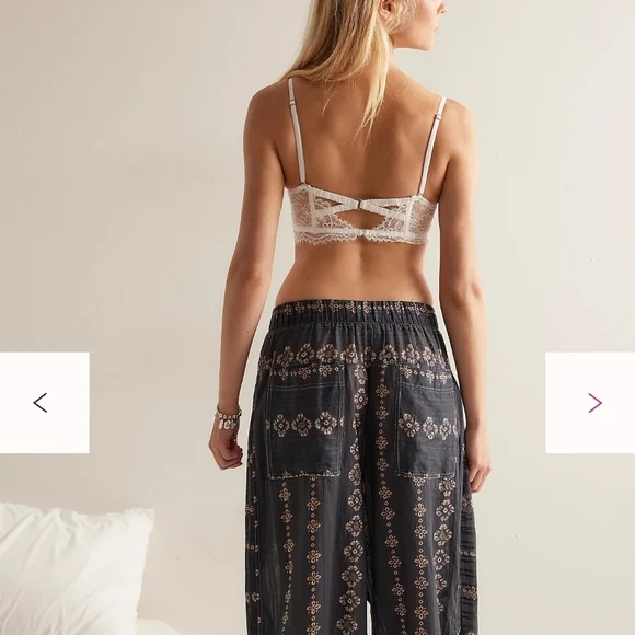 NWT Free People Come Over Printed Pants Charcoal Combo XS - Picture 2 of 10